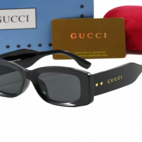 Luxury Black Rectangular Sunglasses — Slim Frame w/ Case & Box
