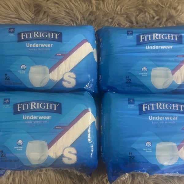 4 PACKS SMALL Medline FitRight Super Adult Incontinence Underwear,  88 count