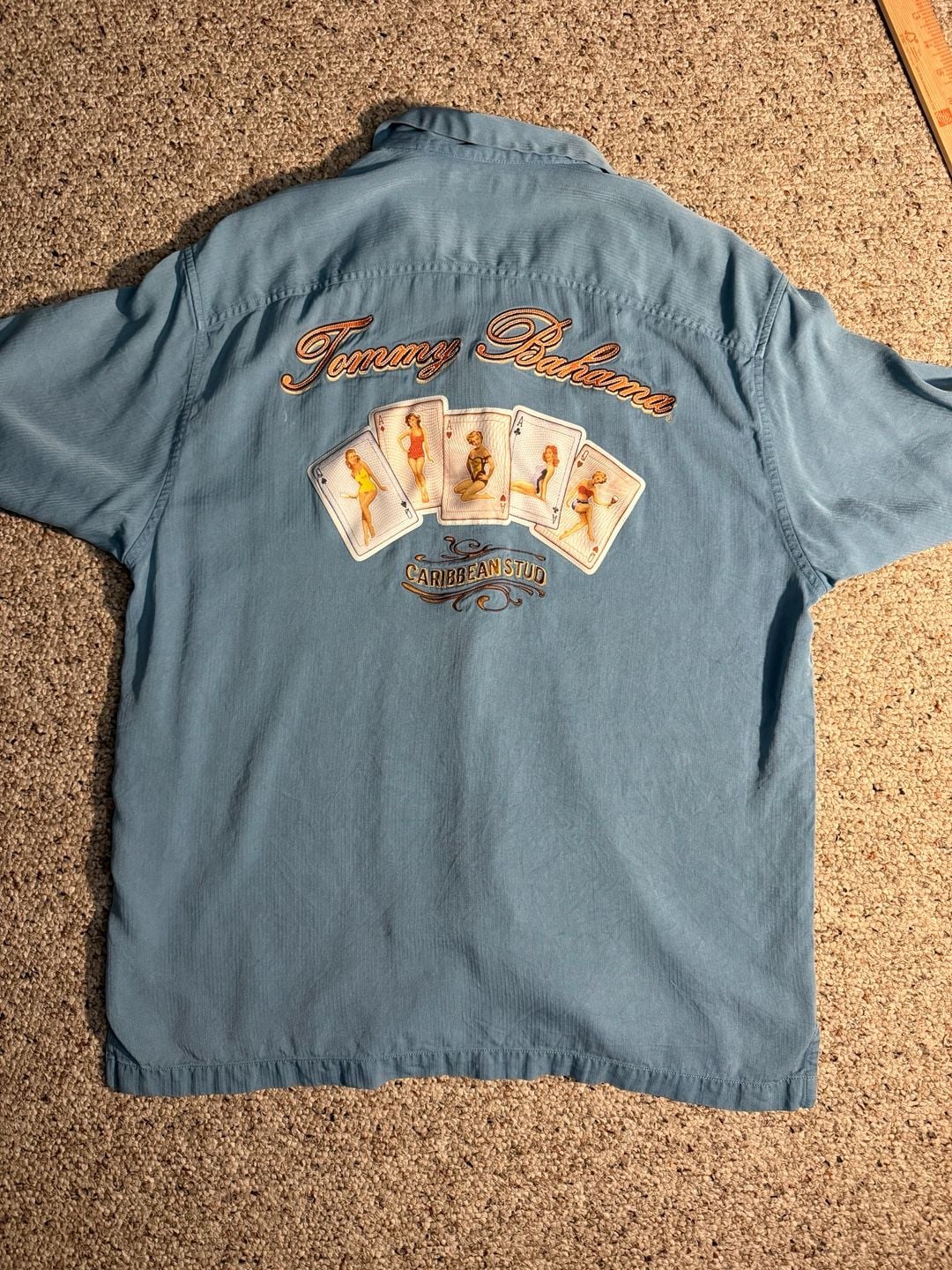 Tommy Bahama 100% Silk Caribbean Stud Pin-Up Girl Poker Cards Hawaiian Shirt 4