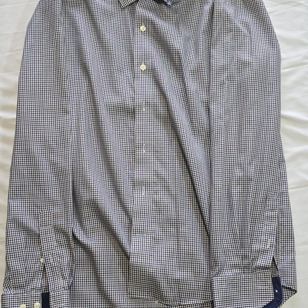 Lorenzo Uomo The Perfect White Shirt Trim Fit Gingham Check Dress Shirt 17.5 36-37