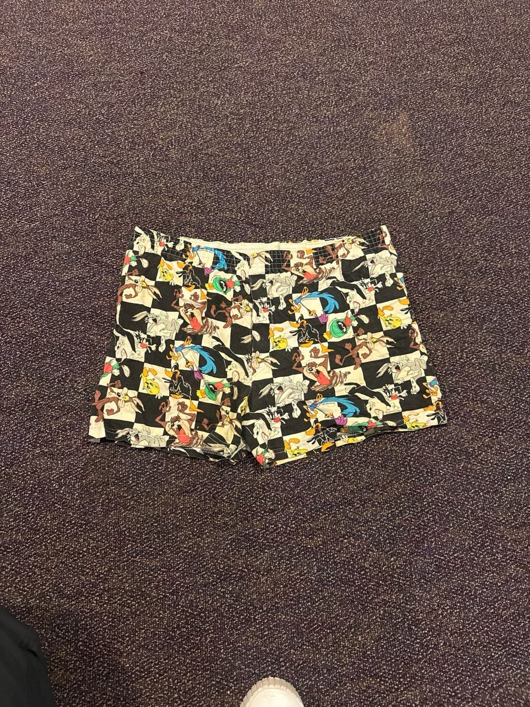 Vintage 1994 Looney Tunes Checkered Character All-Over Print Boxer Shorts - Made in USA - Size L 1