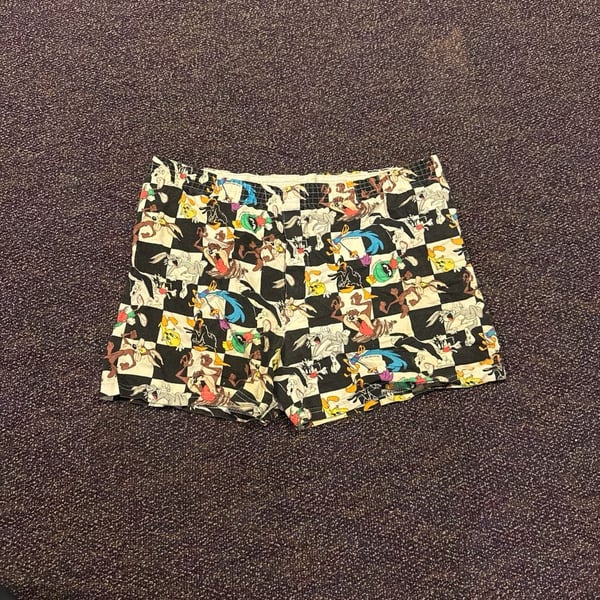 Vintage 1994 Looney Tunes Checkered Character All-Over Print Boxer Shorts - Made in USA - Size L