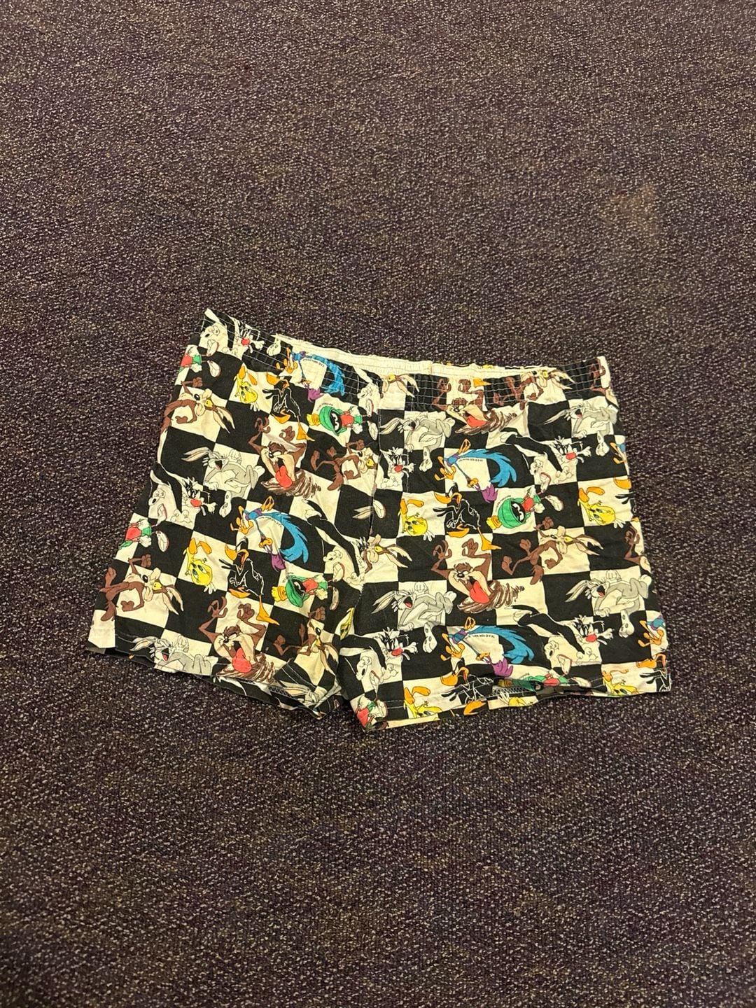 Vintage 1994 Looney Tunes Checkered Character All-Over Print Boxer Shorts - Made in USA - Size L 3