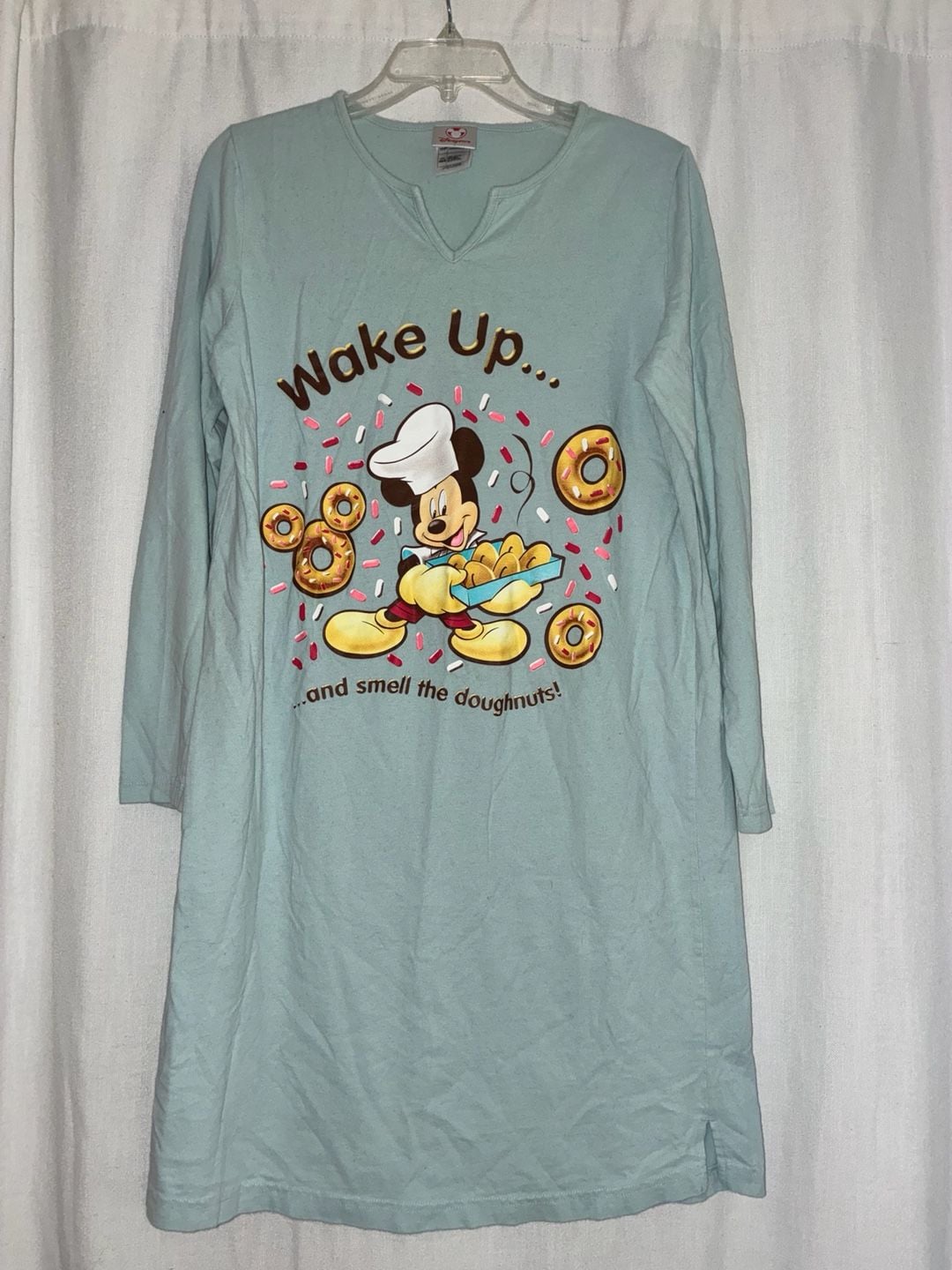 Disney Store Mickey Mouse 'Wake Up and Smell the Doughnuts' Long Sleeve Nightshirt 1