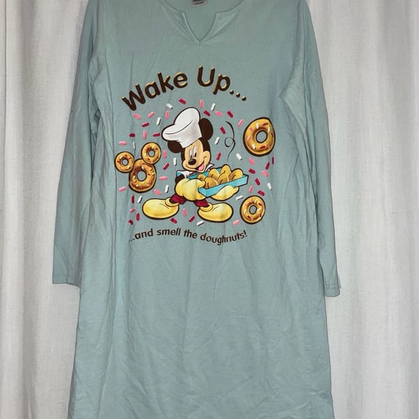 Disney Store Mickey Mouse 'Wake Up and Smell the Doughnuts' Long Sleeve Nightshirt