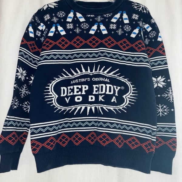 Deep Eddy Vodka Austin's Original Ugly Christmas Sweater 100% Cotton Small