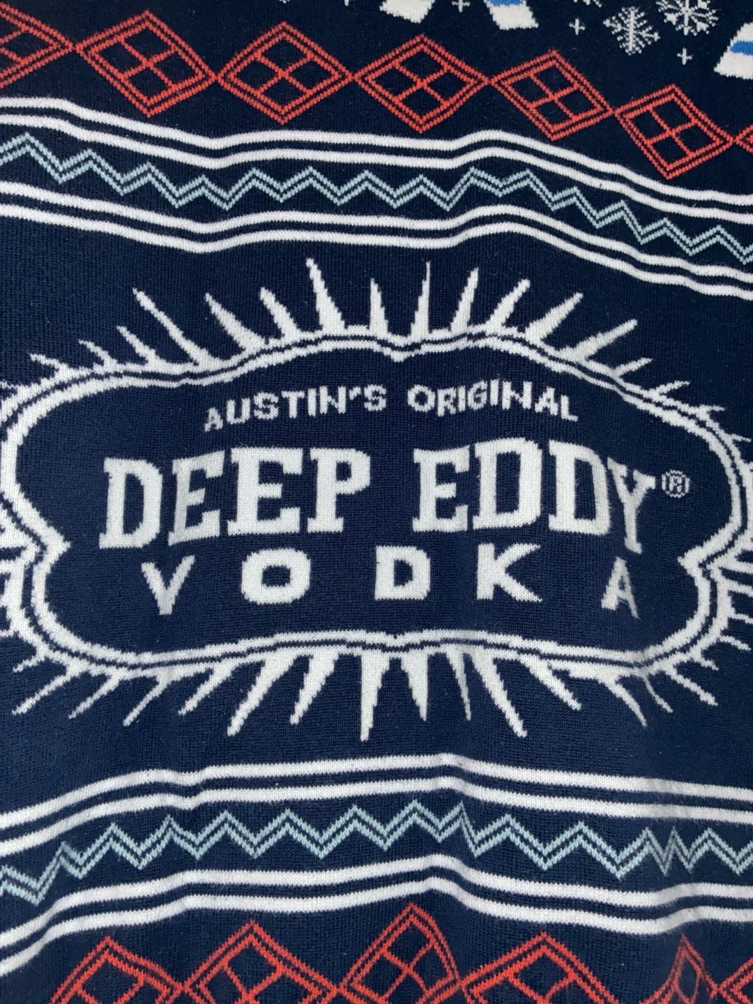 Deep Eddy Vodka Austin's Original Ugly Christmas Sweater 100% Cotton Small 3