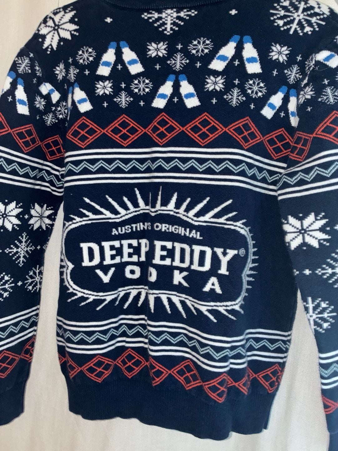 Deep Eddy Vodka Austin's Original Ugly Christmas Sweater 100% Cotton Small 8