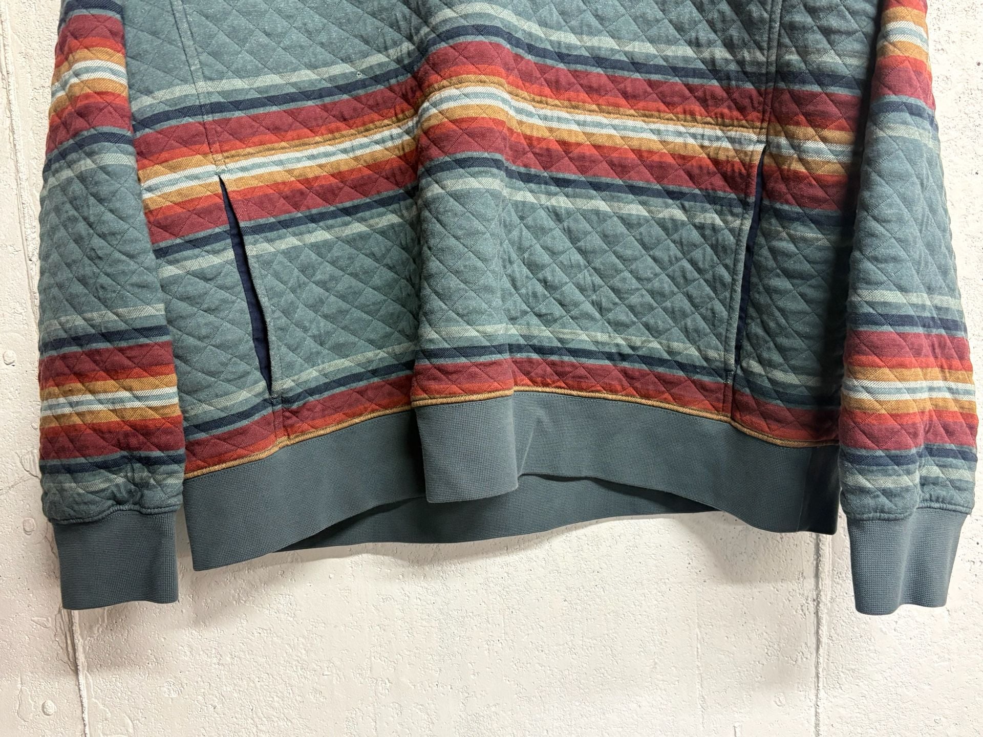 L.L.Bean Men's Quilted Mockneck Sweatshirt in Multi-Stripe 6