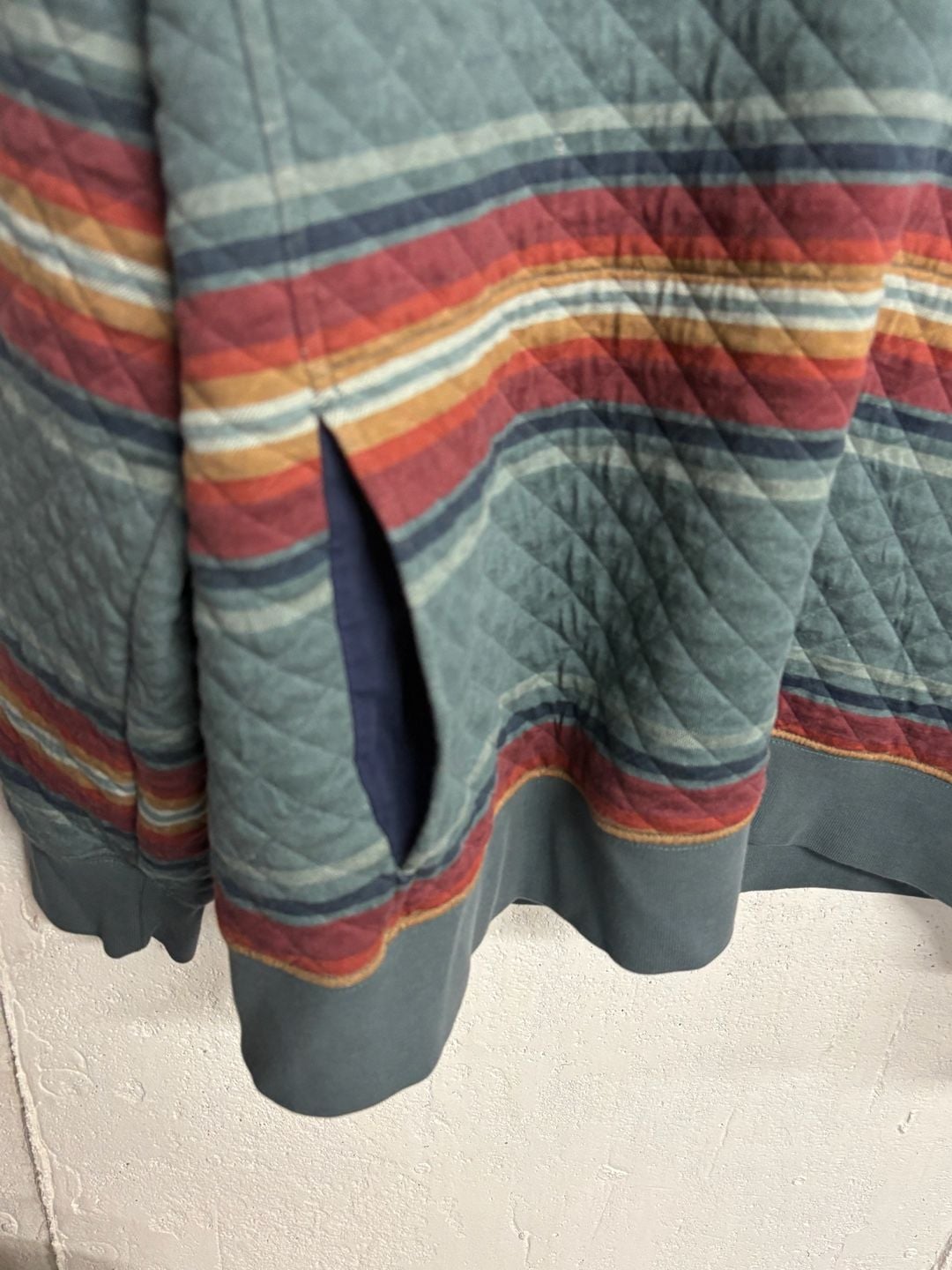L.L.Bean Men's Quilted Mockneck Sweatshirt in Multi-Stripe 7