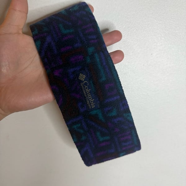 Vintage 90s Columbia Fleece Headband Aztec Abstract Teal Purple Ear Warmer