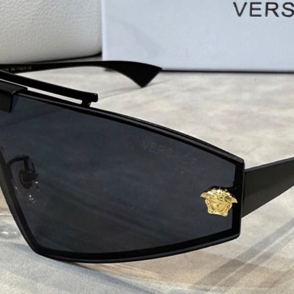 Luxury Shield Sunglasses — Matte Black Visor, Gold Accent w/ Case