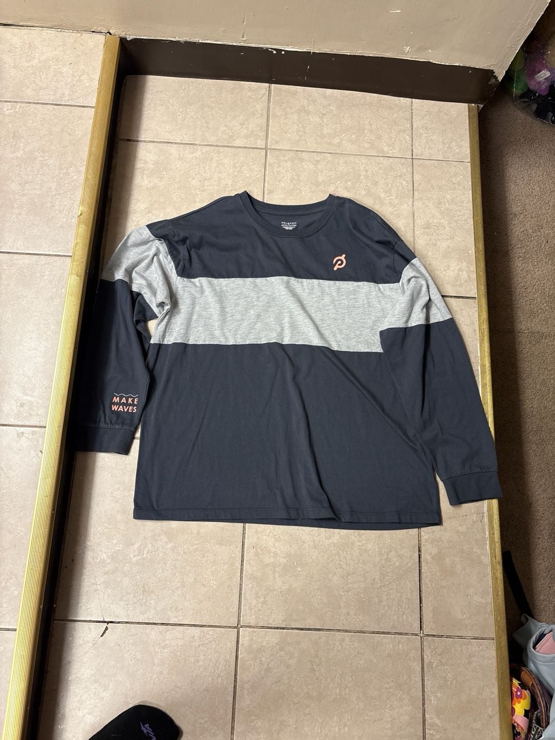 Peloton Venice Make Waves Long Sleeve Rugby Stripe Shirt XL 2