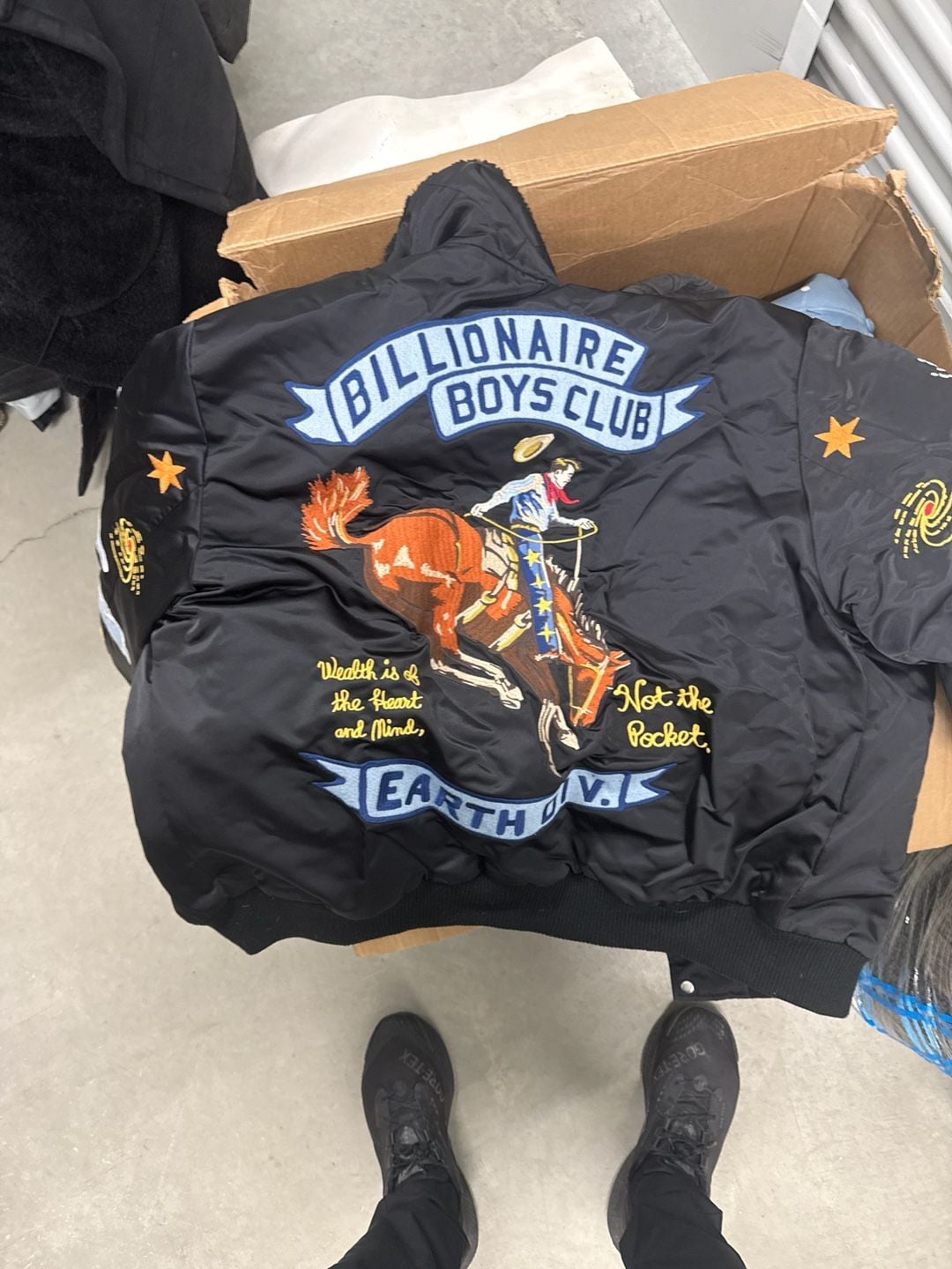 Billionaire Boys Club BBC Earth Divers Rodeo Cowboy Embroidered Bomber Jacket Black 2
