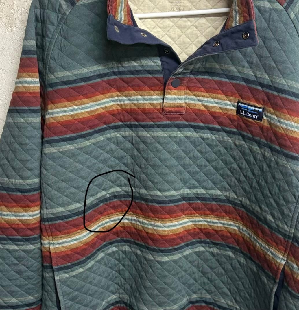 L.L.Bean Men's Quilted Mockneck Sweatshirt in Multi-Stripe 8