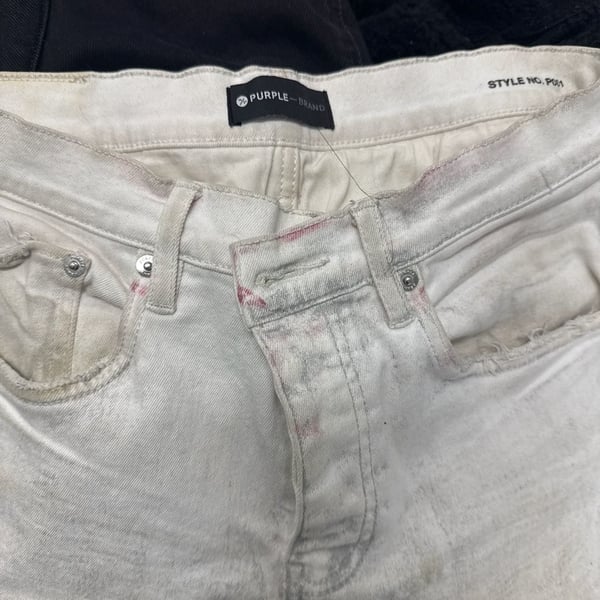 Purple Brand P001 Low Rise Skinny Jeans in Sand Iridescent Pearl