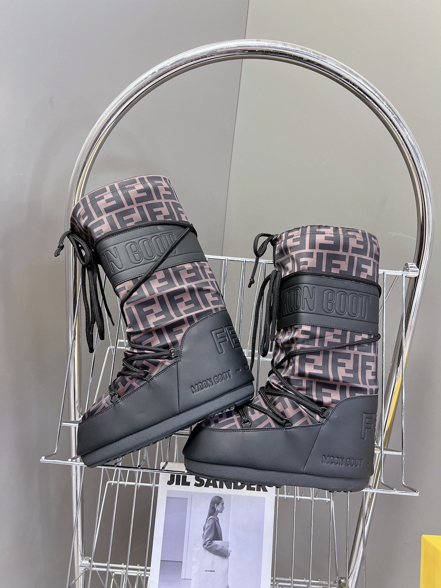 Fendi x Moon Boot Brown FF Monogram Nylon Snow Boots 7