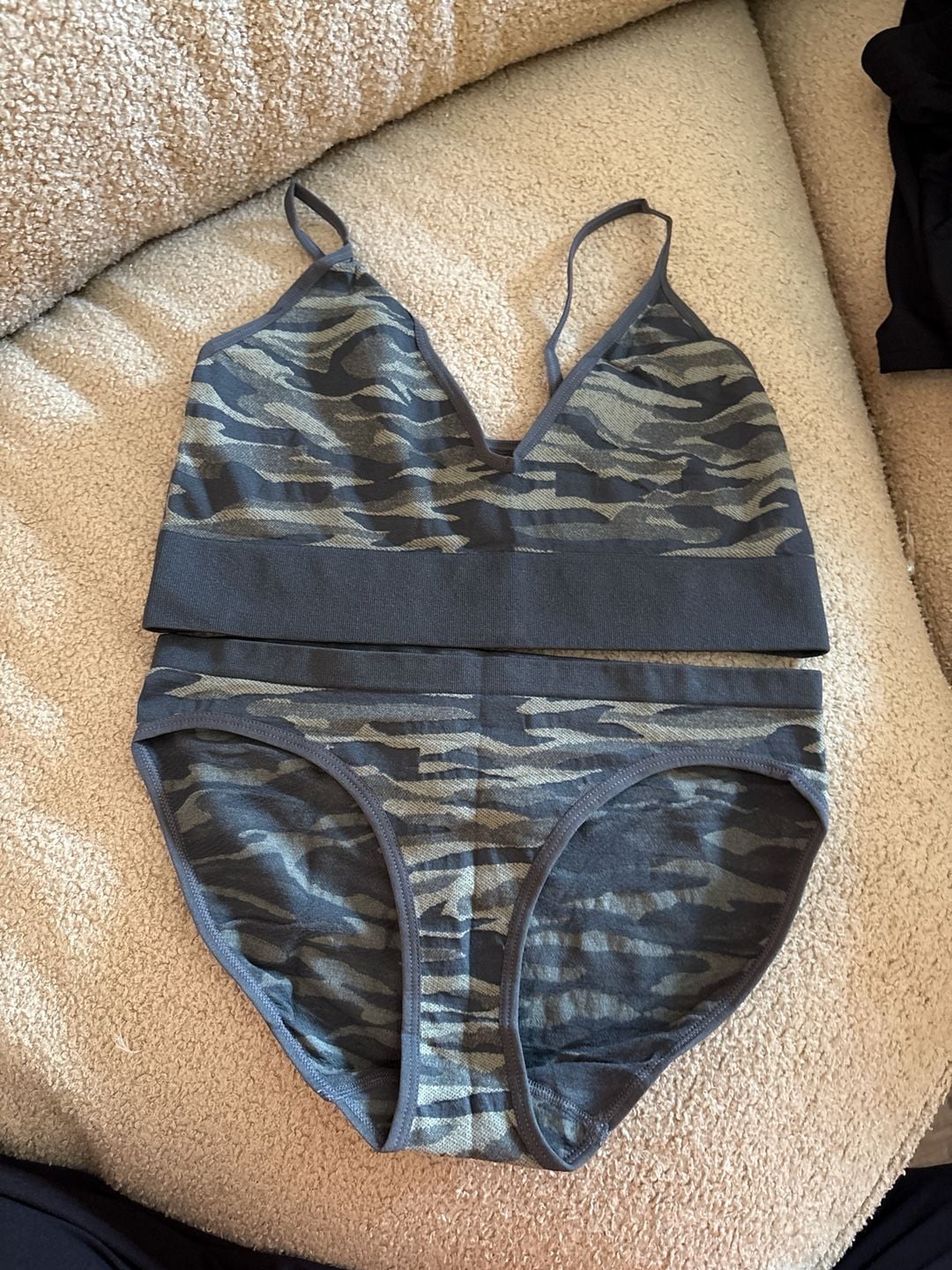 JUST BE Camo Seamless Bralette and Panty 2-Piece Set 1