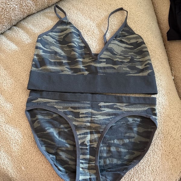 JUST BE Camo Seamless Bralette and Panty 2-Piece Set