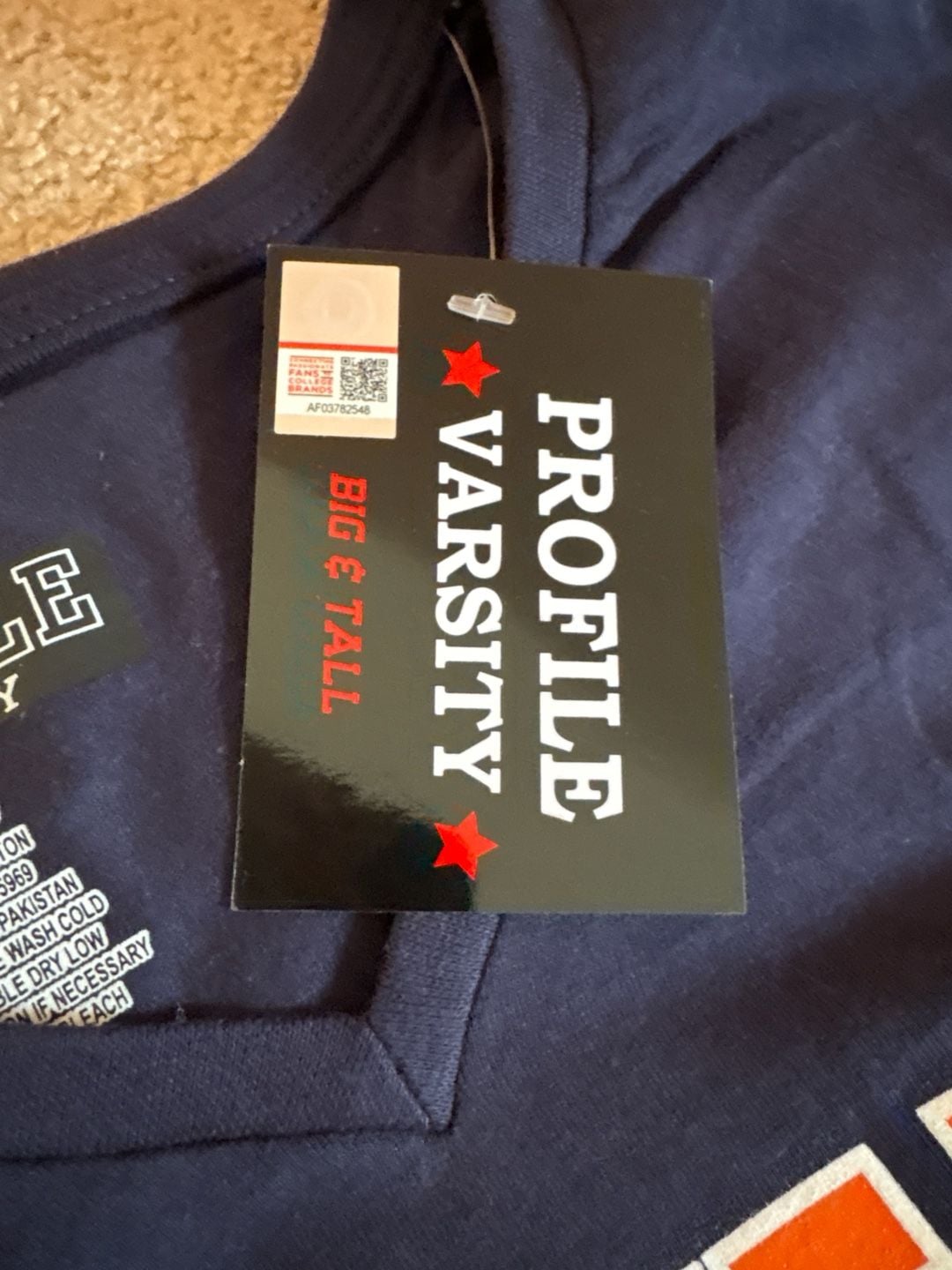 Auburn Tigers Profile Varsity Big & Tall V-Neck Navy T-Shirt Size 4X 4