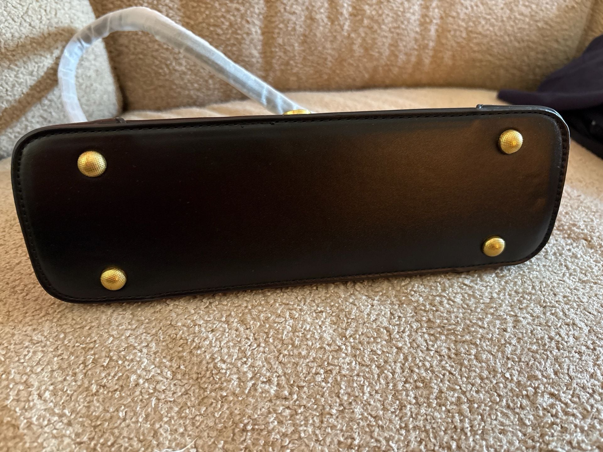 Vintage Black Faux Leather Small Shoulder Bag with Gold Hardware 3