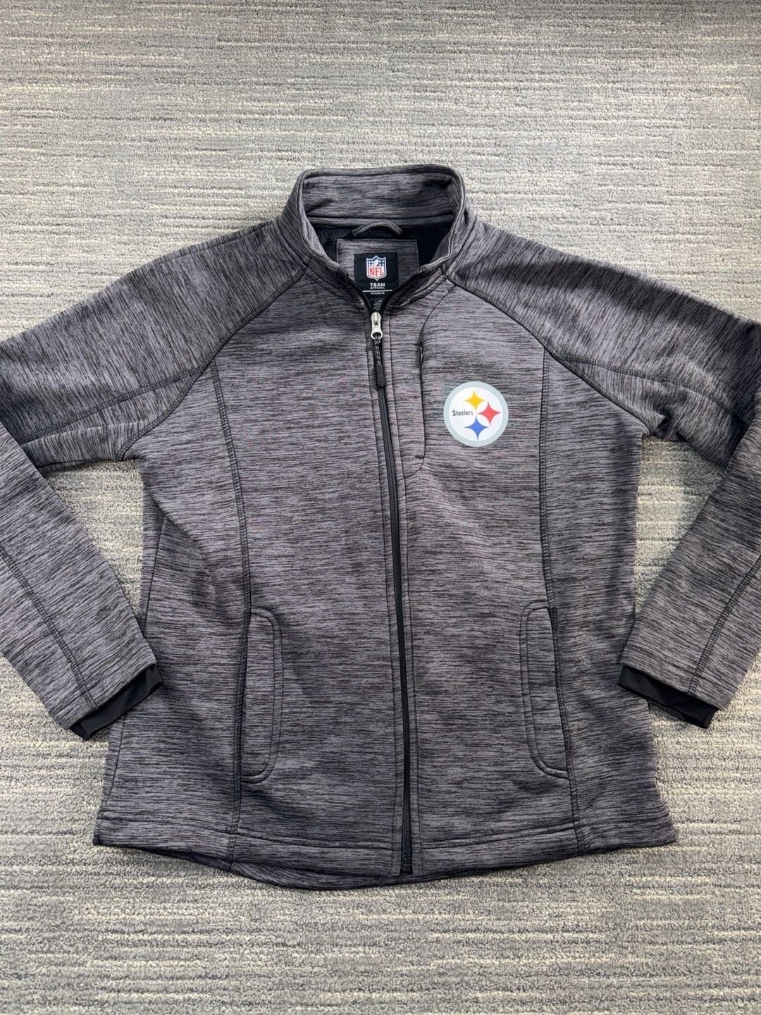 NFL Team Apparel Women's Pittsburgh Steelers Fleece Lined Heathered Full Zip Jacket 2