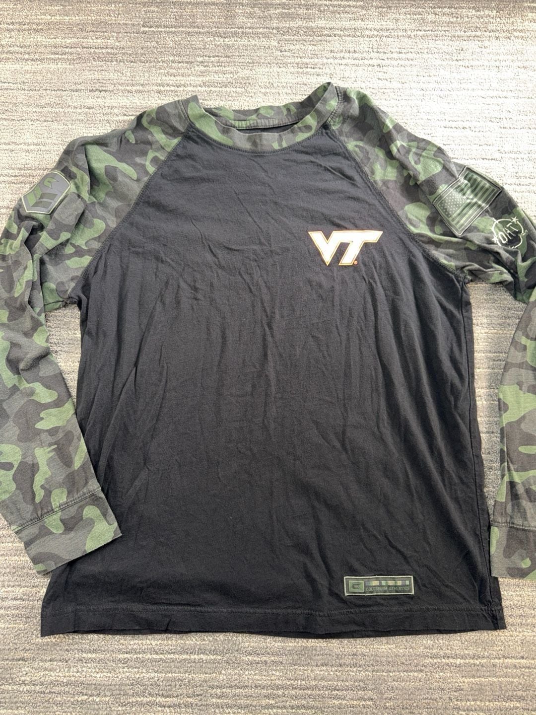 Men's Colosseum Virginia Tech Hokies OHT Military Appreciation Camo Raglan Long Sleeve 2
