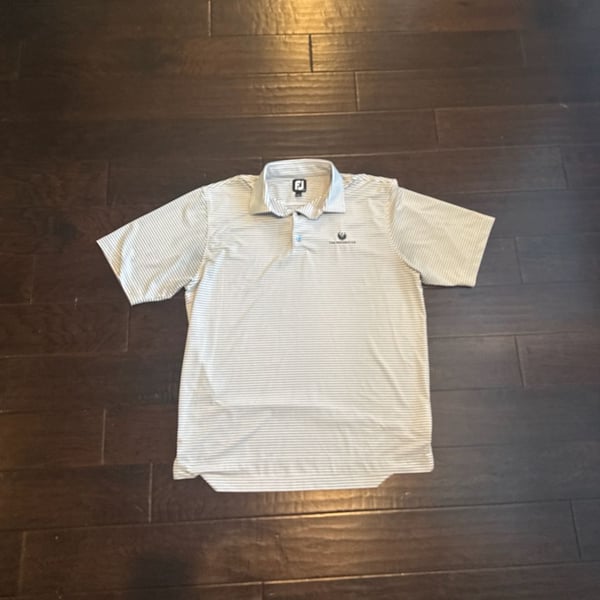 FootJoy The Phoenician Striped Golf Polo Shirt Gray/White Size L