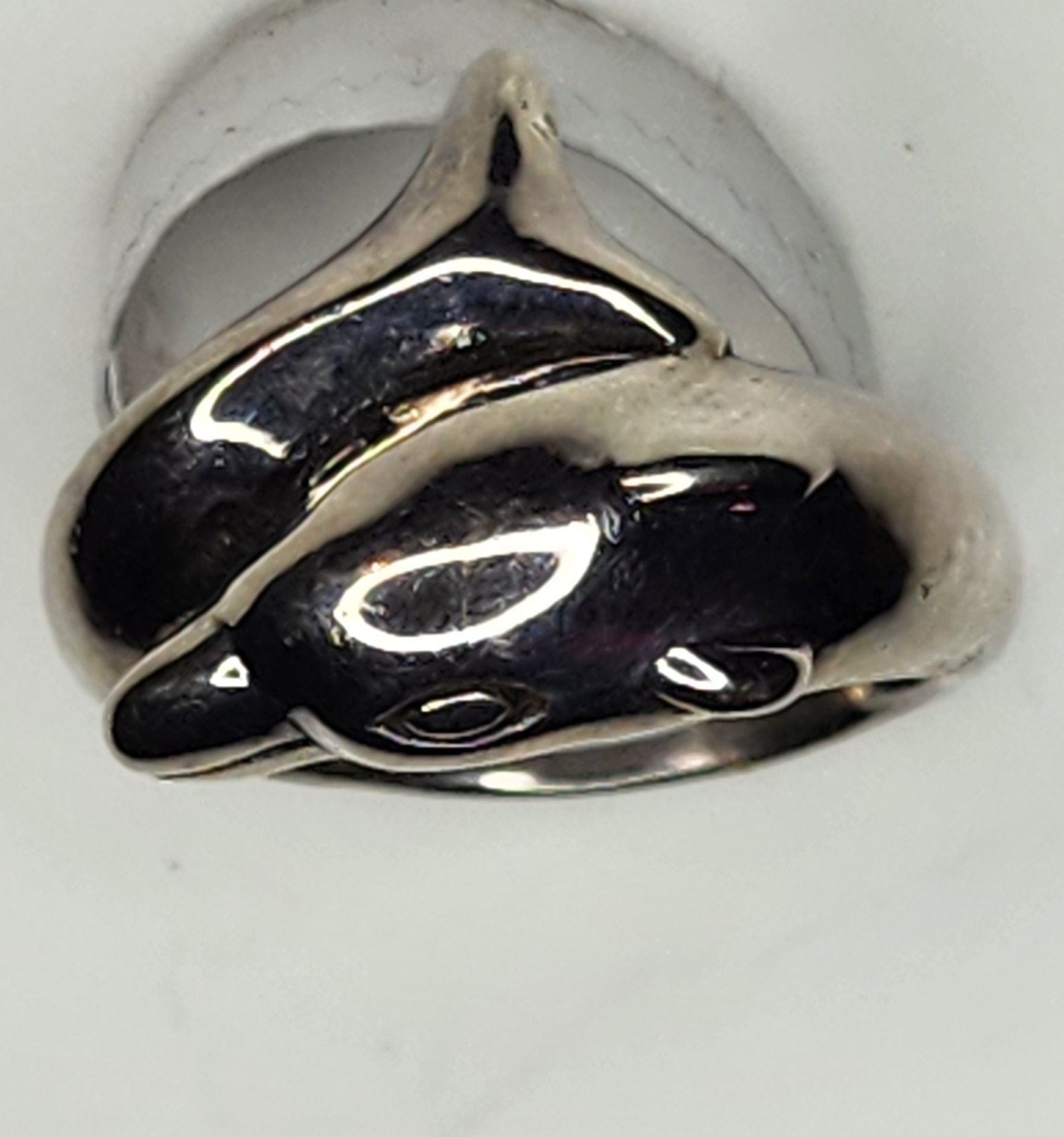 Vintage 925 Sterling Silver Dolphin Porpoise Bypass Ring Sz 7 2