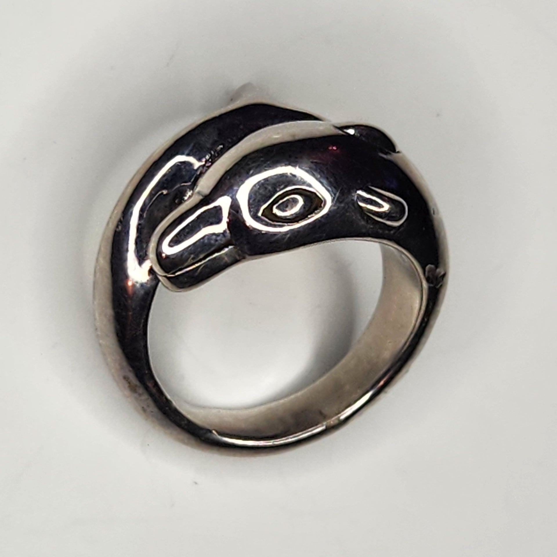 Vintage 925 Sterling Silver Dolphin Porpoise Bypass Ring Sz 7 4