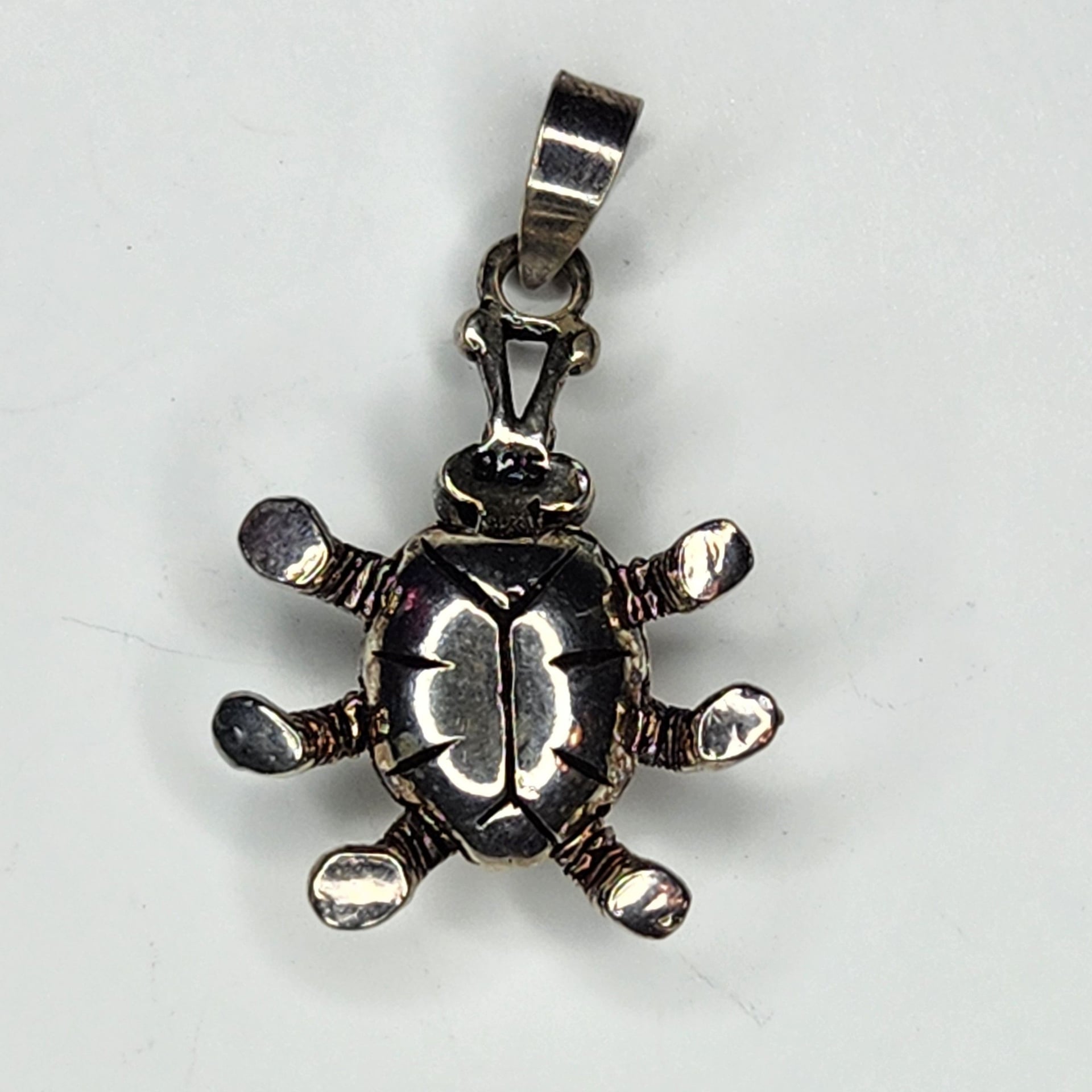 Solid 925 Sterling Silver Movable Ladybug Pendant Charm 3