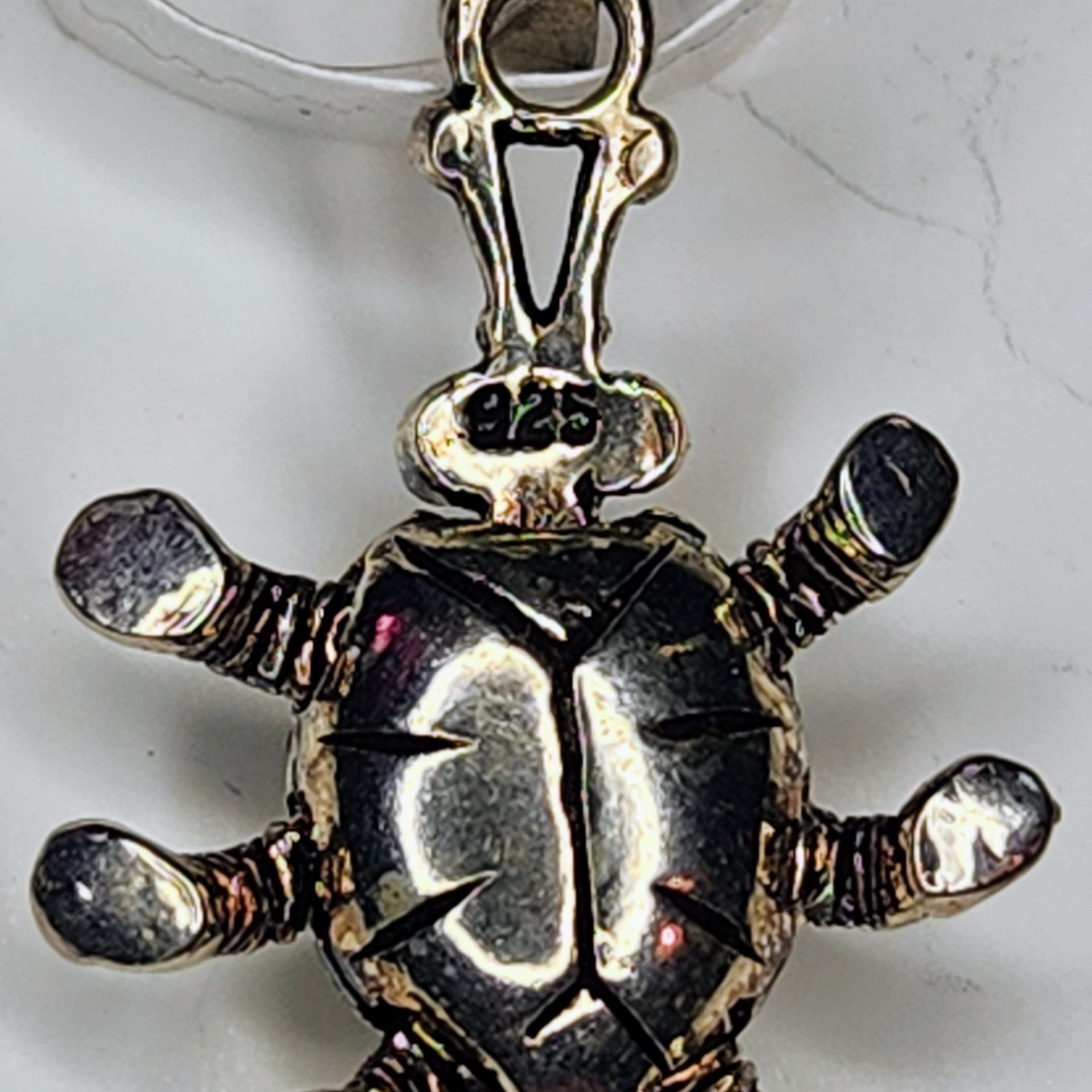 Solid 925 Sterling Silver Movable Ladybug Pendant Charm 4