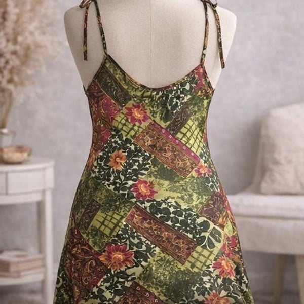 Monet Lifestyle Co. Vintage Style Patchwork Print Cowl Neck Mini night gown