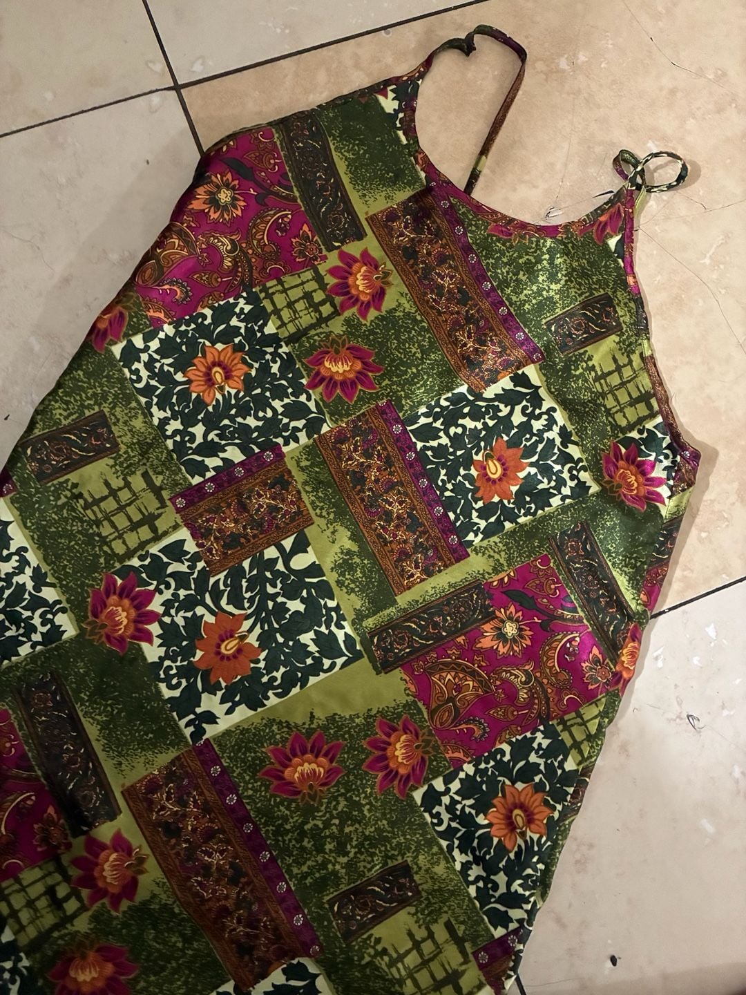 Monet Lifestyle Co. Vintage Style Patchwork Print Cowl Neck Mini night gown 6