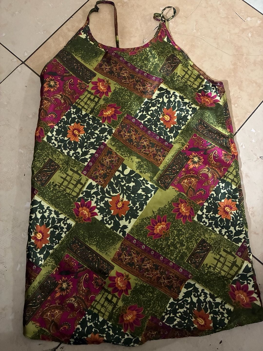 Monet Lifestyle Co. Vintage Style Patchwork Print Cowl Neck Mini night gown 7