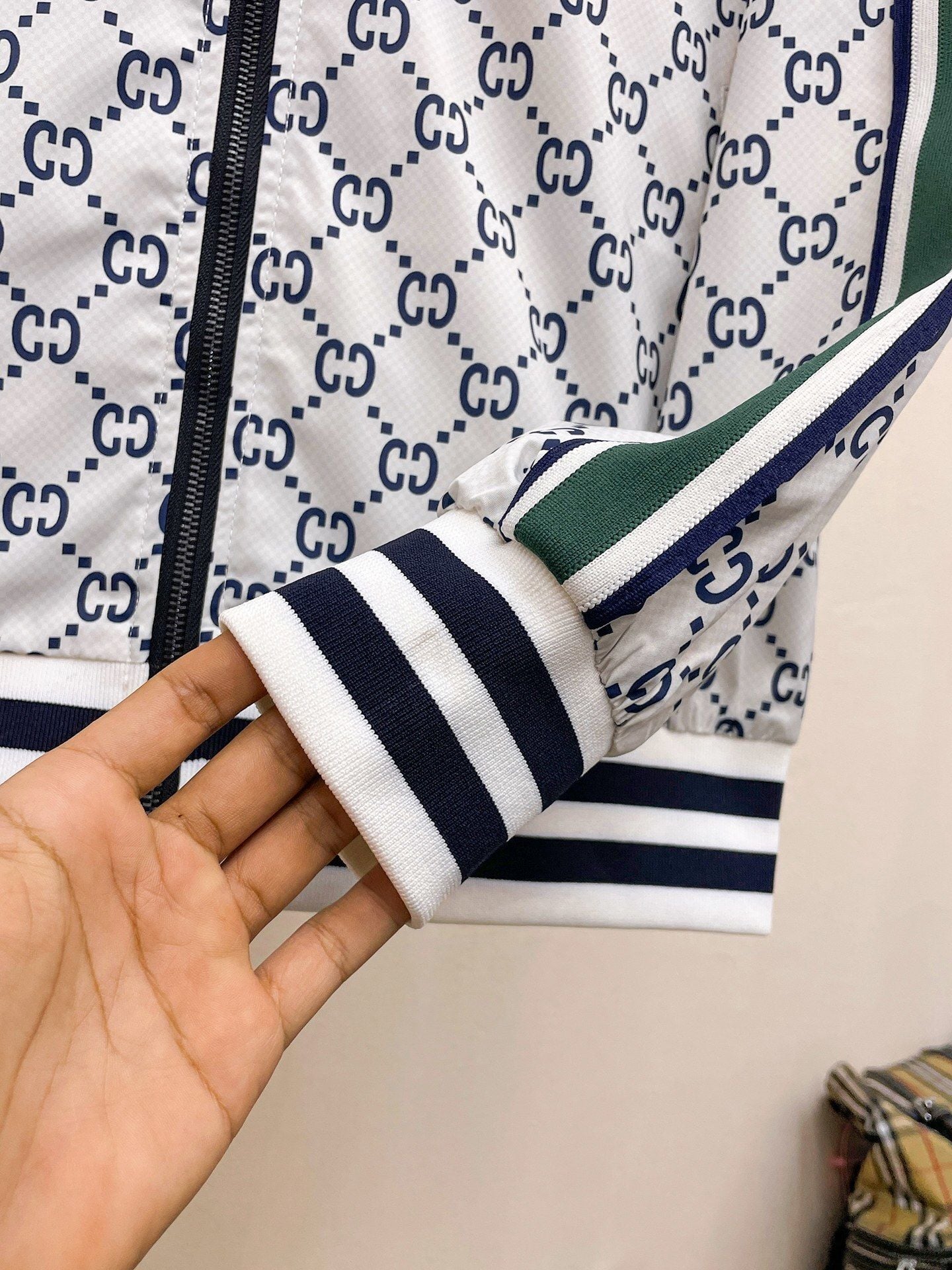 Gucci Monogram Logo Web Stripe Zip-Up Track Jacket 4
