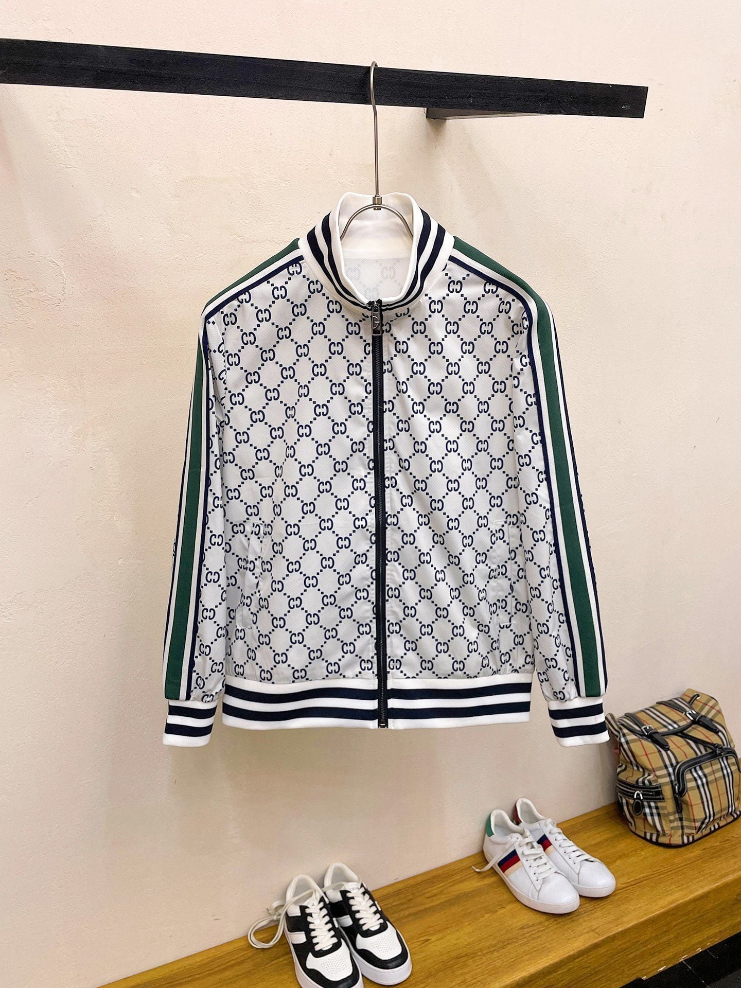 Gucci Monogram Logo Web Stripe Zip-Up Track Jacket 5