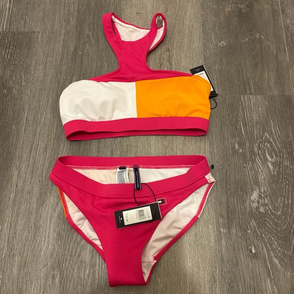 Tommy Hilfiger Pink Colorblock High Neck Bikini Set