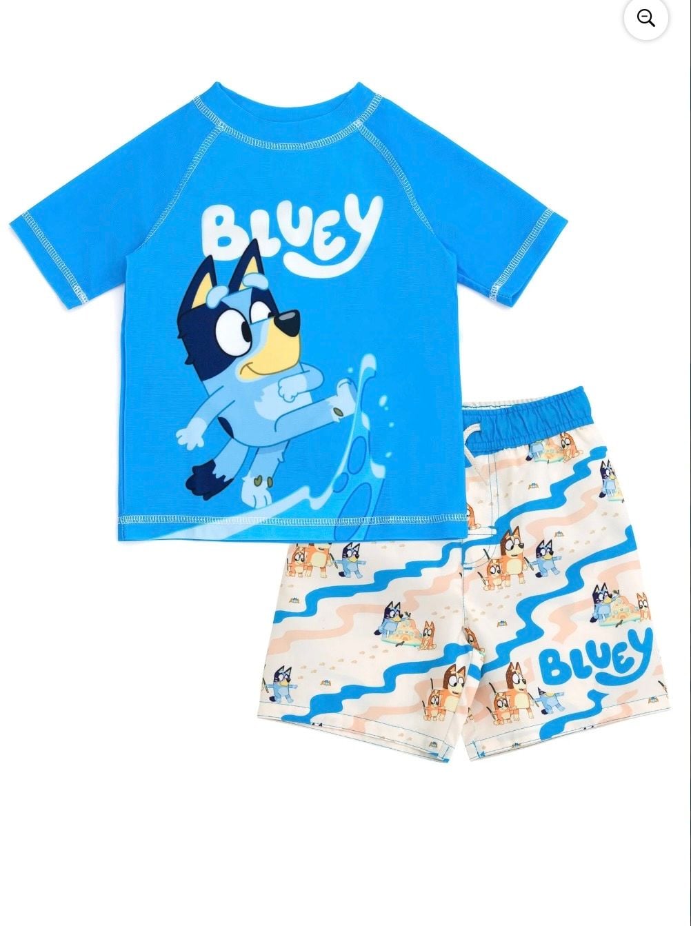 💟Bluey Toddler Boys 2-Piece Rash Guard and Swim Trunks Set Size: 4/5 1