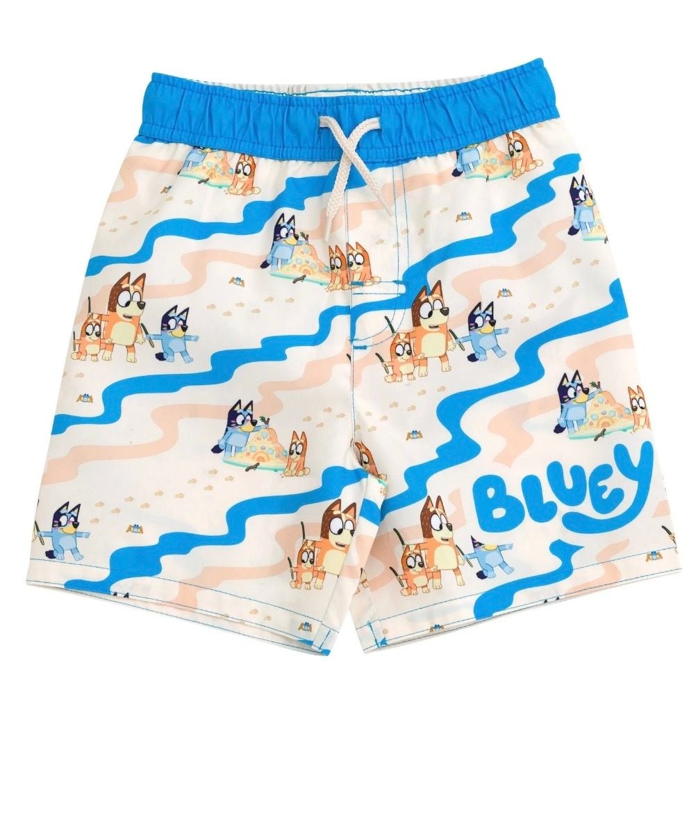 💟Bluey Toddler Boys 2-Piece Rash Guard and Swim Trunks Set Size: 4/5 3