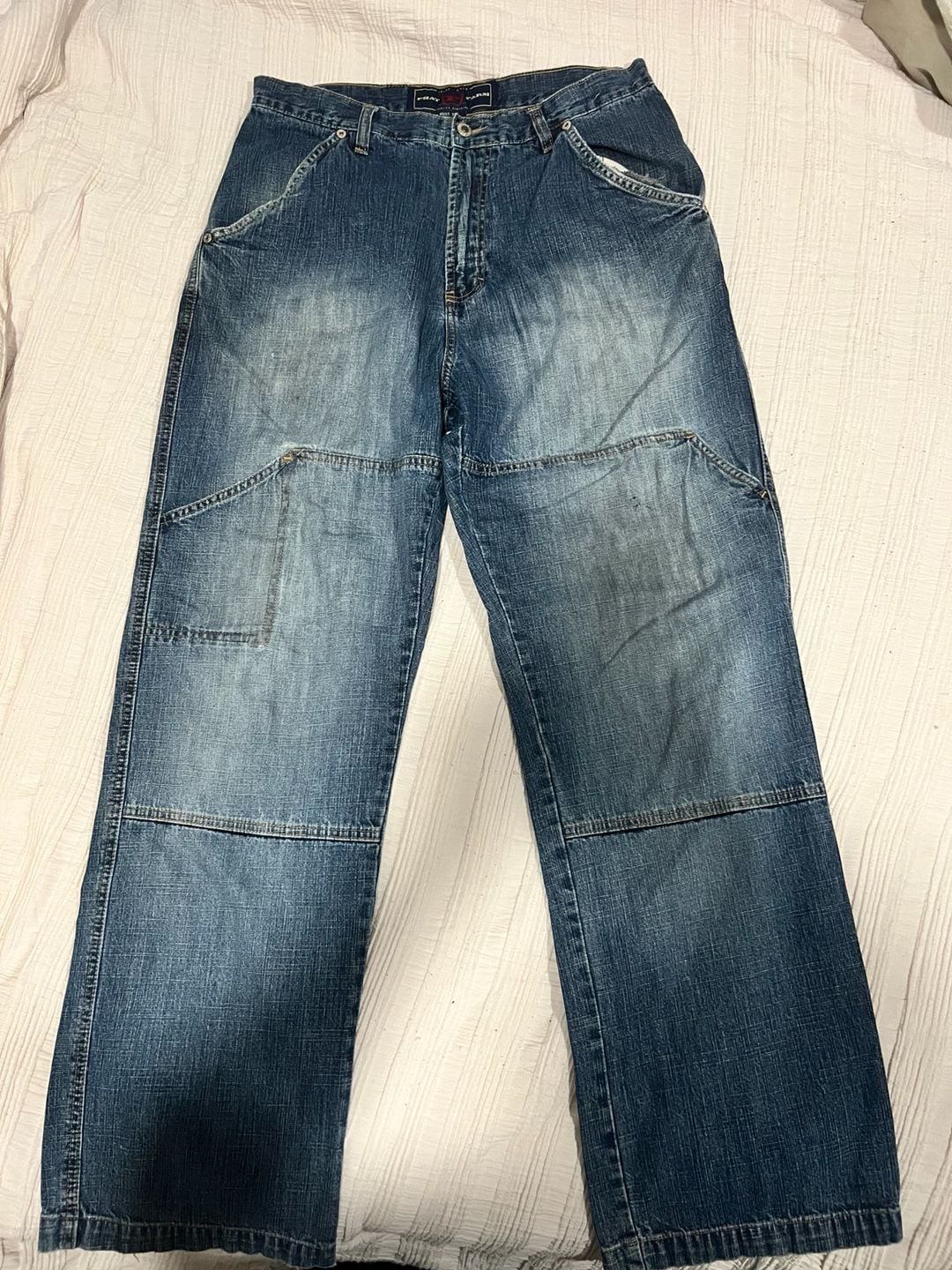 Vintage Phat Farm Y2K Baggy Double Knee Carpenter Denim Jeans 32x33 2