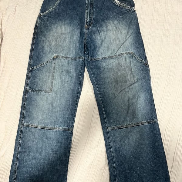 Vintage Phat Farm Y2K Baggy Double Knee Carpenter Denim Jeans 32x33