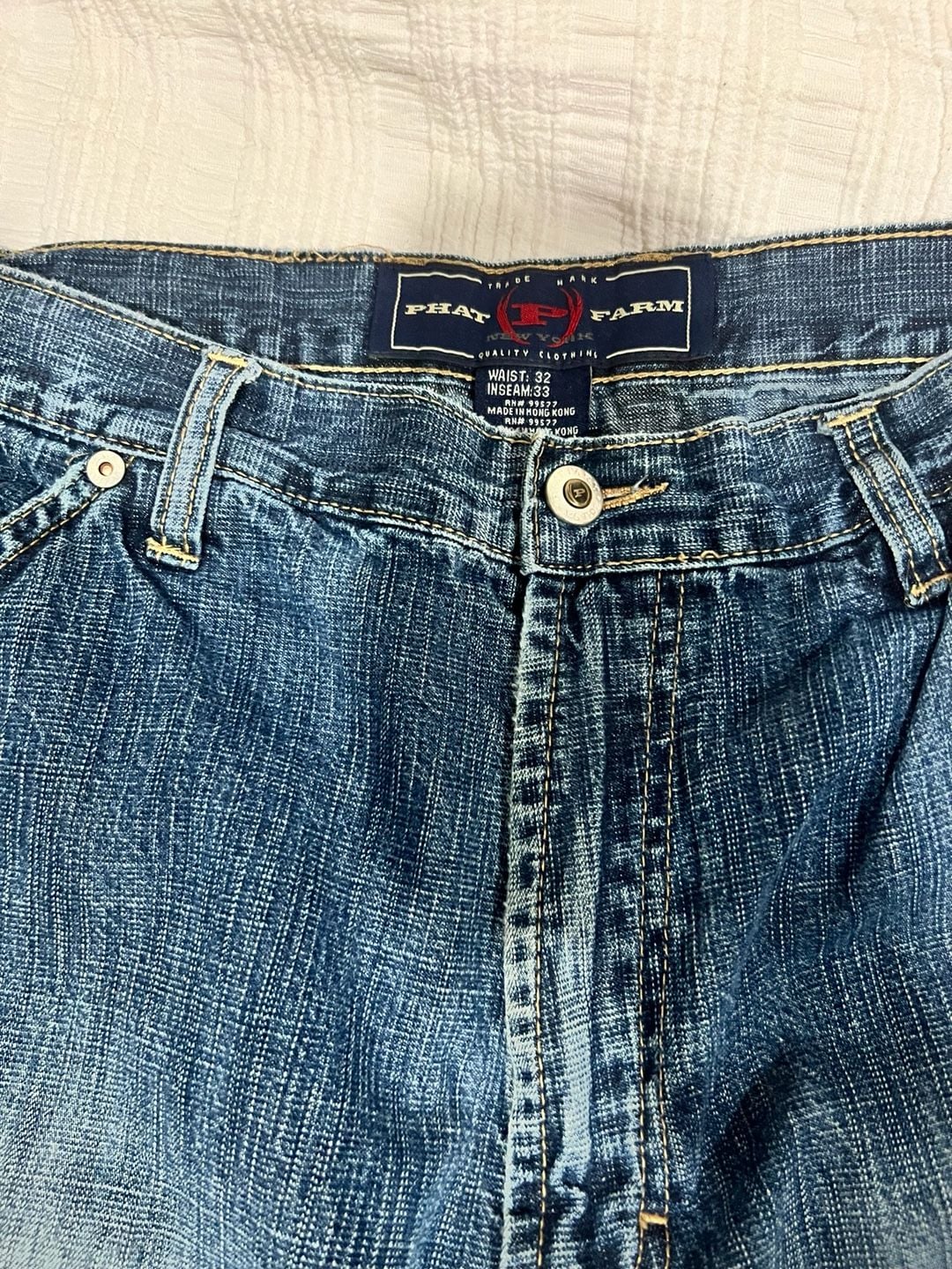Vintage Phat Farm Y2K Baggy Double Knee Carpenter Denim Jeans 32x33 3