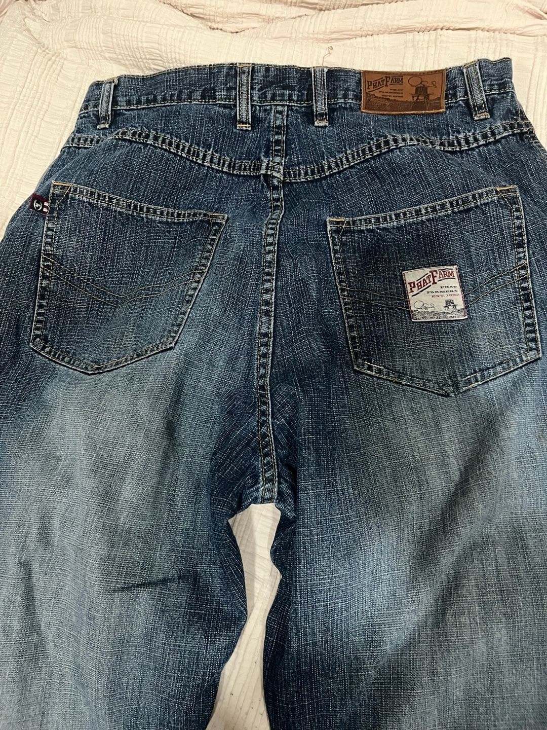 Vintage Phat Farm Y2K Baggy Double Knee Carpenter Denim Jeans 32x33 5