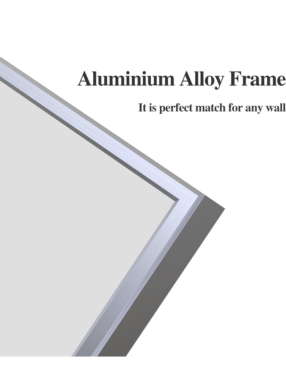 WONSTART 32" x 24" Silver Aluminum Framed Modern Bathroom Wall Mirror 5