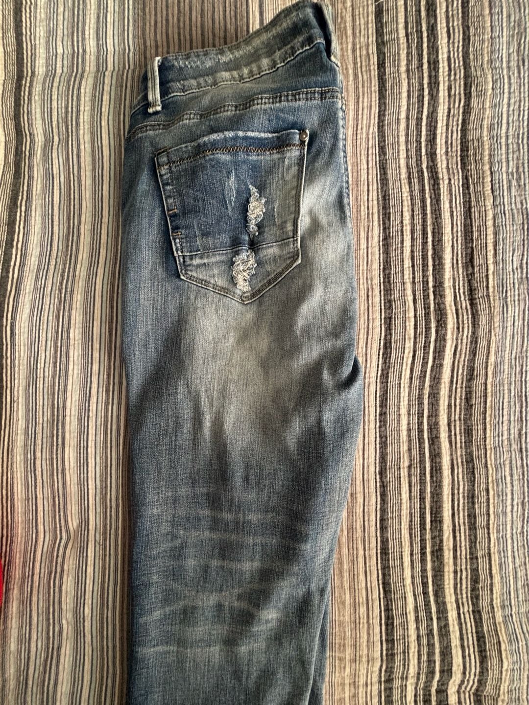 Juniors Ankle Jewel Distressed Skinny Jeans Sz16 5