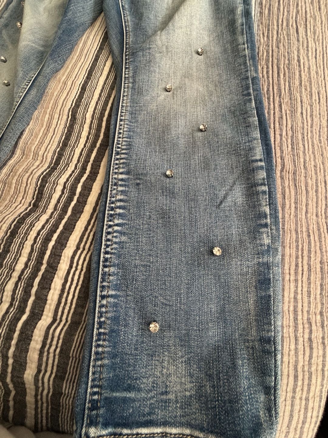 Juniors Ankle Jewel Distressed Skinny Jeans Sz16 6
