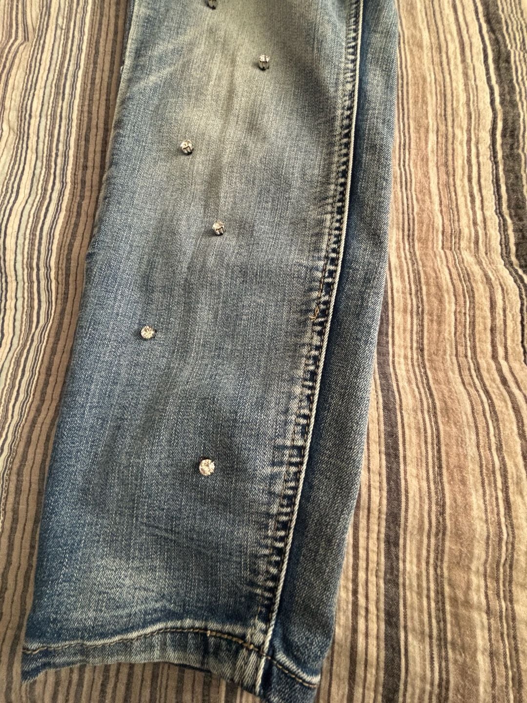Juniors Ankle Jewel Distressed Skinny Jeans Sz16 7