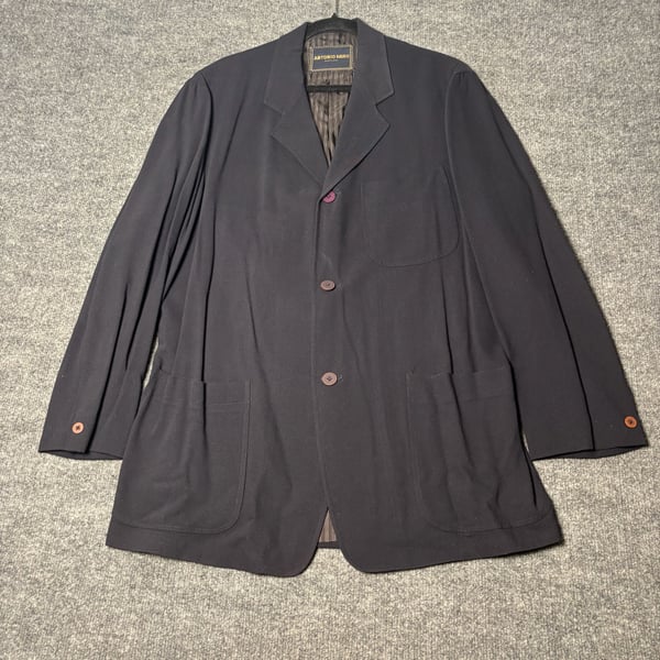 Antonio Miro Barcelona Mens 44L Black Wool Blend Suit Jacket w.Trousers Spain 
