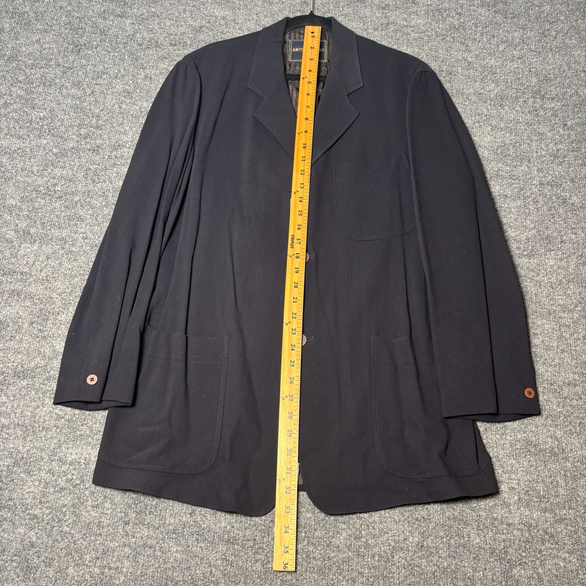 Antonio Miro Barcelona Mens 44L Black Wool Blend Suit Jacket w.Trousers Spain  12